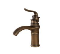Rubinetto vintage per lavabo da bagno, miscelatore monocomando retrò, design antico, acqua calda e fredda, profilo corto, installazione a foro singolo, ideale per decorazioni classiche