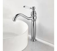 Rubinetto vintage per lavabo da bagno, rubinetto miscelatore monocomando, gorgogliatore a risparmio idrico, montaggio a ponte tradizionale, beccuccio girevole a 360°, finitura cromata, ideale per