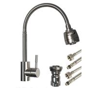 Rubinetto x lavello cucina canna alta con doccetta doppio getto ottone satinato