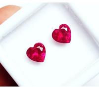 Rubino Naturale Forma Cuore 2 Pezzi Lotto 5x6 MM Loose Gemma Con Omaggio
