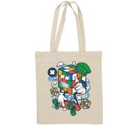 Rubix Cube Skater Rad Puzzle Funny Skater Art Borsa in cotone naturale bianco