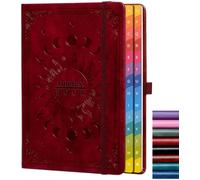 Rubrica con schede alfabetiche colorate (21,3 x 14,5 cm) - Organizzatore di contatti con copertina rigida per password del sito web, telefono, licenze software e informazioni importanti - rosso vino