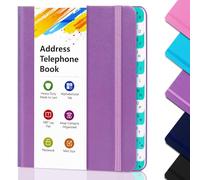 Rubriche telefoniche con indice alfabetico cartonato, formato tascabile 6,1 * 4,72" e stampa grande per anziani, per mantenere i contatti in ordine, Purple