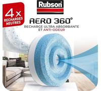 Rubson AERO 360° Ricariche in tab neutre per assorbitore di umidità, ricariche per deumidificatori ultra assorbenti e antiodore, 4 x 450 g - Confezione rinforzata per una spedizione sicura