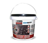 Rubson Aquablock Silicone Liquido SL3000, Facile e Sicuro da Usare, per Impermeabilizzazione e Riparazione di Tetti e Coperture Piani e Inclinati, Guaine, Fioriere, Nero, Secchio 1kg