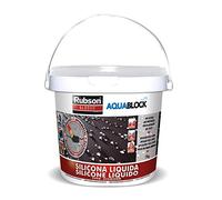 Rubson Aquablock Silicone Liquido SL3000, Facile e Sicuro da Usare, per Impermeabilizzazione e Riparazione di Tetti e Coperture Piani e Inclinati, Guaine, Fioriere, Bianco, Secchio 1kg