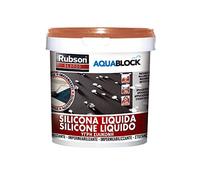 Rubson Aquablock Silicone Liquido SL3000, Facile e Sicuro da Usare, per Impermeabilizzazione e Riparazione di Tetti e Coperture Piani e Inclinati, Guaine, Fioriere, Terracotta, Secchio 5kg