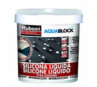 Rubson Aquablock Silicone Liquido SL3000, Facile e Sicuro da Usare, per Impermeabilizzazione e Riparazione di Tetti e Coperture Piani e Inclinati, Guaine, Fioriere, Bianco, Secchio 5kg