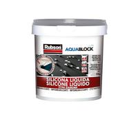 Rubson Aquablock Silicone Liquido SL3000, Facile e Sicuro da Usare, per Impermeabilizzazione e Riparazione di Tetti e Coperture Piani e Inclinati, Guaine, Fioriere, Grigio, Secchio 5kg