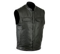 RUBSONS Men' SOA Cowhide Leather Clubstyle Biker Vest (IT, Testo, S, Regular, Regular)