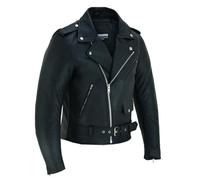 RUBSONS Men's Biker Motorcycle Police Classic Style Leather Jacket