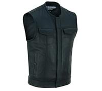 RUBSONS SOA Collarless Leather Biker Club Style Vest (M)