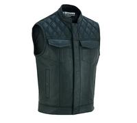 RUBSONS SOA Men's Motorcycle Diamond Stitching quilted Leather Biker Club Style Vest