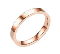 Rubu22a 3MM Acciaio Inossidabile Massive Anelli Anelli Anelli Fede Anelli Per Le Donne Anelli Per Gli Uomini Anelli Lisci Geometria Anelli Misura 6 13 Anelli di Conservazione Mano, oro rosa, 10