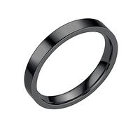 Rubu22a 3MM Acciaio Inossidabile Massive Anelli Anelli Anelli Fede Anelli Per Le Donne Anelli Per Gli Uomini Anelli Lisci Geometria Anelli Misura 6 13 Anelli di Conservazione Mano, Nero , 8