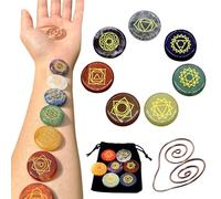Rubu22a 7 pietre energetiche, bracciale con pietre di chakra naturali, per yoga, per la terapia energetica, per uomo e donna, misura unica, Acciaio inossidabile, In acciaio inox