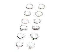 Rubu22a Anelli vintage su 12 pezzi Silver Ring Bohemian Stack Women Ring Leggenda dei Cinque Anelli, argento, misura unica
