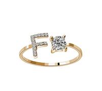 Rubu22a Anello alla moda per 26 persone con lettere di diamante e francobolli Gonna 3 anelli abito da sposa, f, misura unica