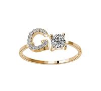 Rubu22a Anello alla moda per 26 persone con lettere di diamante e francobolli Gonna 3 anelli abito da sposa, g, misura unica