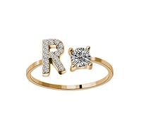 Rubu22a Anello alla moda per 26 persone con lettere di diamante e francobolli Gonna 3 anelli abito da sposa, r, misura unica
