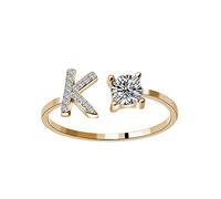 Rubu22a Anello alla moda per 26 persone con lettere di diamante e francobolli Gonna 3 anelli abito da sposa, k, misura unica
