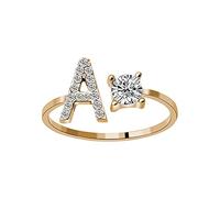 Rubu22a Anello alla moda per 26 persone con lettere di diamante e francobolli Gonna 3 anelli abito da sposa, a, misura unica