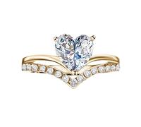 Rubu22a Anello di fidanzamento Principessa Personalizzato a Forma di Cuore Zirconi Diamanti Per Le Donne Anelli Pieghevoli (Oro, 5), gold, 5