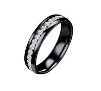 Rubu22a - Anello di paura in acciaio per donne taglia 6 13 larghezza 8 mm, anello squisito nero sabbiato anelli di diamanti organici senza additivi, Nero , 12