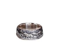 Rubu22a Anello retrò Loyal Pair Wolf Coppia Anello Uomo e Accessori Anelli Set Per Donna Argento, Silber10., B10