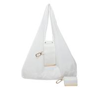 Rubu22a Borsa per il trasporto con portachiavi, custodia pieghevole, mini borse in pelle espandibili con anello portachiavi, borsa portatile per eventi quotidiani, bianco, Omicidi