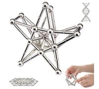 Rubu22a Giocattolo magnetico da costruzione per adulti, kit di montaggio con aste e sfere, argento, antistress e arte geometrica (1)