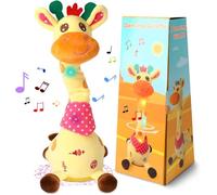 Rubu22a Giraffa parlante danza, giocattolo per bambini peluche che ripete quello che dici, giraffa musicale luminosa con 10 canzoni per bambini regali (giallo)