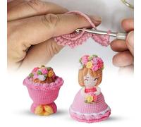 Rubu22a Novità Reversibile Crochet Bouquet Flower Doll, carino fatto a mano sposa cross-dressing abito da sposa bambole, divertente maglia laurea compleanno (C)