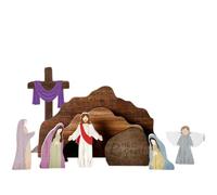 Rubu22a Scena pasquale in legno, presepe pasquale, set di scene di risurrezione, presepe di Pasqua, decorazioni per scene pasquali, scene pasquali, set per decorazioni pasquali (01)