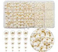 RUBY 1450 Pezzi Perle Beige per Bigiotteria Beige Bianco Perle Finte Rotonde Perle Bianche per la Creazione di Gioielli, Collane, Bracciali, Gioielli Fai da te per Collana da Infilare