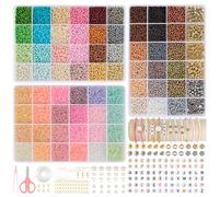 RUBY 36000+Perline Braccialetti, 3mm Perline di Vetro Set Braccialetti Selber fare Braccialetto con perline di lettere, gioielleria fabbricazione Charm Kit regali, feste, compleanni ecc