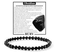 Ruby Bracciale con perle da donna - Bracciale di alta qualità da 4 mm realizzato con pietre naturali autentiche sfaccettate - Con confezione regalo inclusa