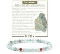 Ruby Bracciale con perle da donna - Bracciale di alta qualità da 4 mm realizzato con pietre naturali autentiche sfaccettate - Con confezione regalo inclusa