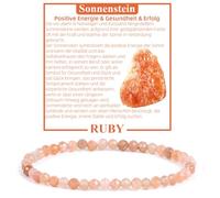 Ruby Bracciale con perle da donna - Bracciale di alta qualità da 4 mm realizzato con pietre naturali autentiche sfaccettate - Con confezione regalo inclusa