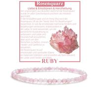Ruby Bracciale con perle da donna - Bracciale di alta qualità da 4 mm realizzato con pietre naturali autentiche sfaccettate - Con confezione regalo inclusa