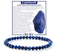 Ruby Bracciale con perle da donna - Bracciale di alta qualità da 4 mm realizzato con pietre naturali autentiche sfaccettate - Con confezione regalo inclusa