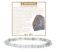 Ruby Bracciale con perle da donna - Bracciale di alta qualità da 4 mm realizzato con pietre naturali autentiche sfaccettate - Con confezione regalo inclusa