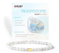 RUBY Braccialetto con perle di pietra preziosa per donne, perle da 4 mm e cuore in acciaio inox, da donna, con confezione regalo in legno, Eine Grösse, Pietra, Giada