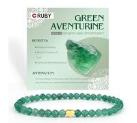 RUBY Braccialetto con perle di pietra preziosa per donne, perle da 4 mm e cuore in acciaio inox, da donna, con confezione regalo in legno, Eine Grösse, Pietra, Giada