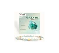 RUBY Braccialetto con perle di pietra preziosa per donne, perle da 4 mm e cuore in acciaio inox, da donna, con confezione regalo in legno, Eine Grösse, Pietra, Giada