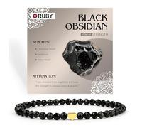 RUBY Braccialetto con perle di pietra preziosa per donne, perle da 4 mm e cuore in acciaio inox, da donna, con confezione regalo in legno, Eine Grösse, Pietra, Giada