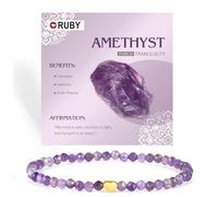 RUBY Braccialetto con perle di pietra preziosa per donne, perle da 4 mm e cuore in acciaio inox, da donna, con confezione regalo in legno, Eine Grösse, Pietra, Giada