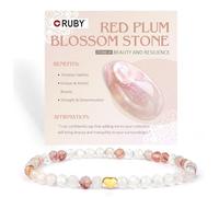 RUBY Braccialetto con perle di pietra preziosa per donne, perle da 4 mm e cuore in acciaio inox, da donna, con confezione regalo in legno, Eine Grösse, Pietra, Giada