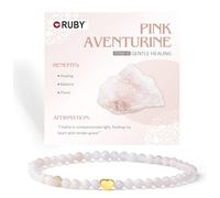 RUBY Braccialetto con perle di pietra preziosa per donne, perle da 4 mm e cuore in acciaio inox, da donna, con confezione regalo in legno, Eine Grösse, Pietra, Giada