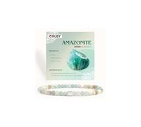 RUBY Braccialetto con perle di pietra preziosa per donne, perle da 4 mm e cuore in acciaio inox placcato oro 18 carati, gioiello elastico, ideale come regalo di San Valentino, con confezione regalo in